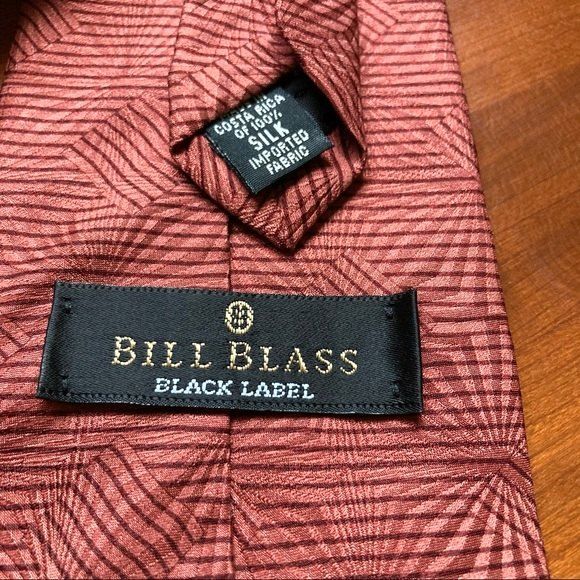 BILL BLASS Silk Necktie Black label Burnt Orange Mens 4 inches Wide - Picture 7 of 7